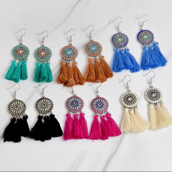 Mosaic Tassel Earrings - Picture 2 of 5